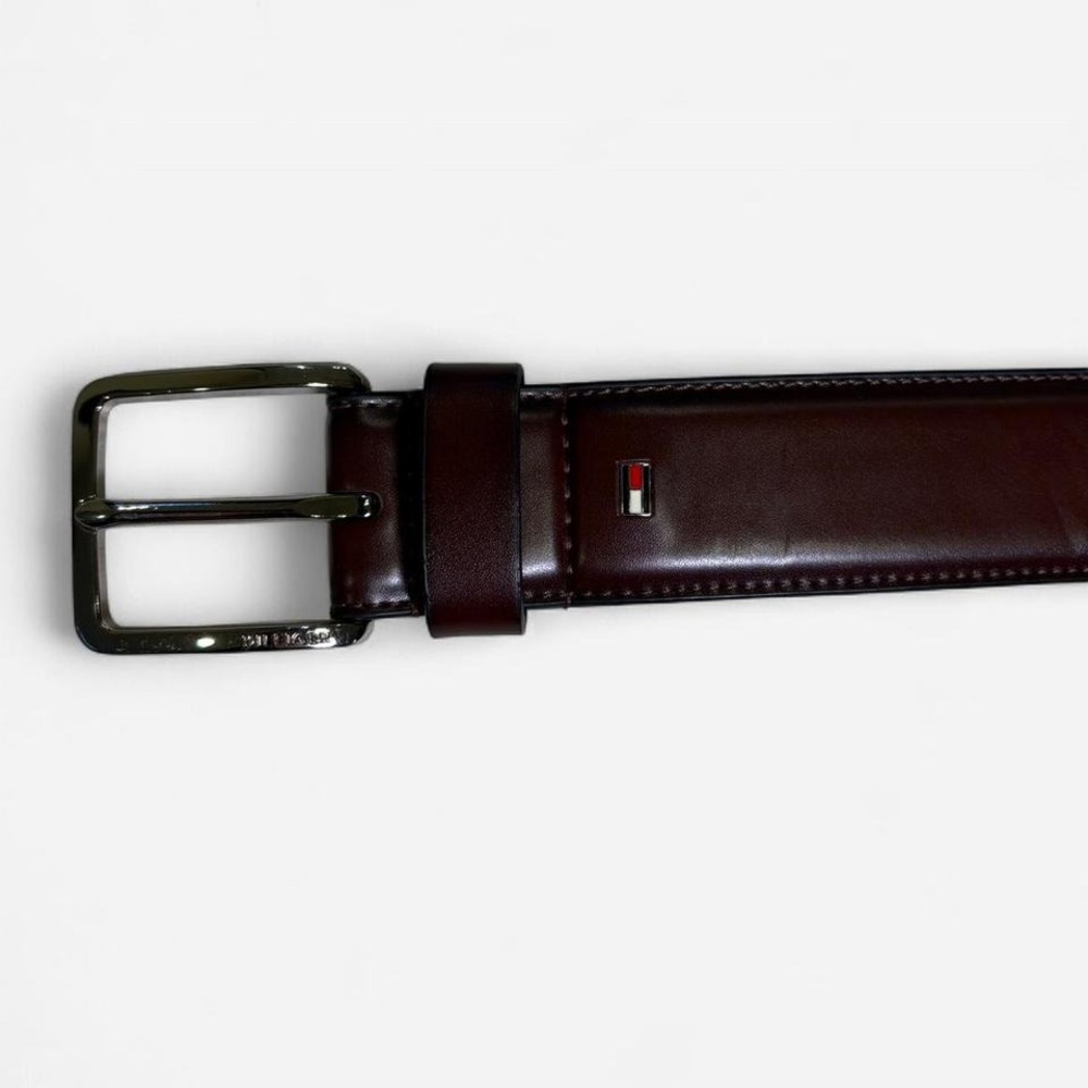 Tommy Hilfiger Mens Belt Synthetic Leather Classic Buckle Size 34 36 Brown Black
